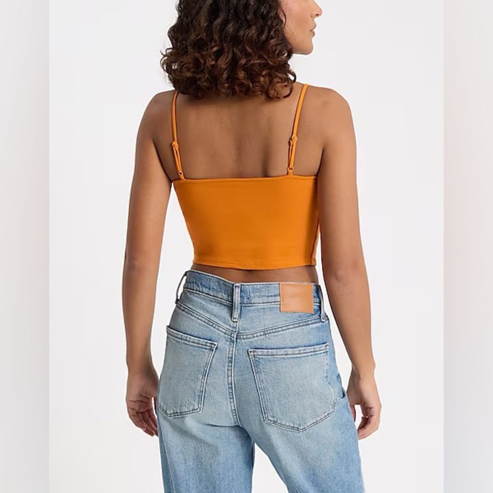 NWT express Body Contour Stretch Cotton Scoop Neck Cropped Cami Curry orange S - Picture 2 of 8